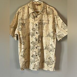 Men's XL Redington yellow and gray button down with fish pattern